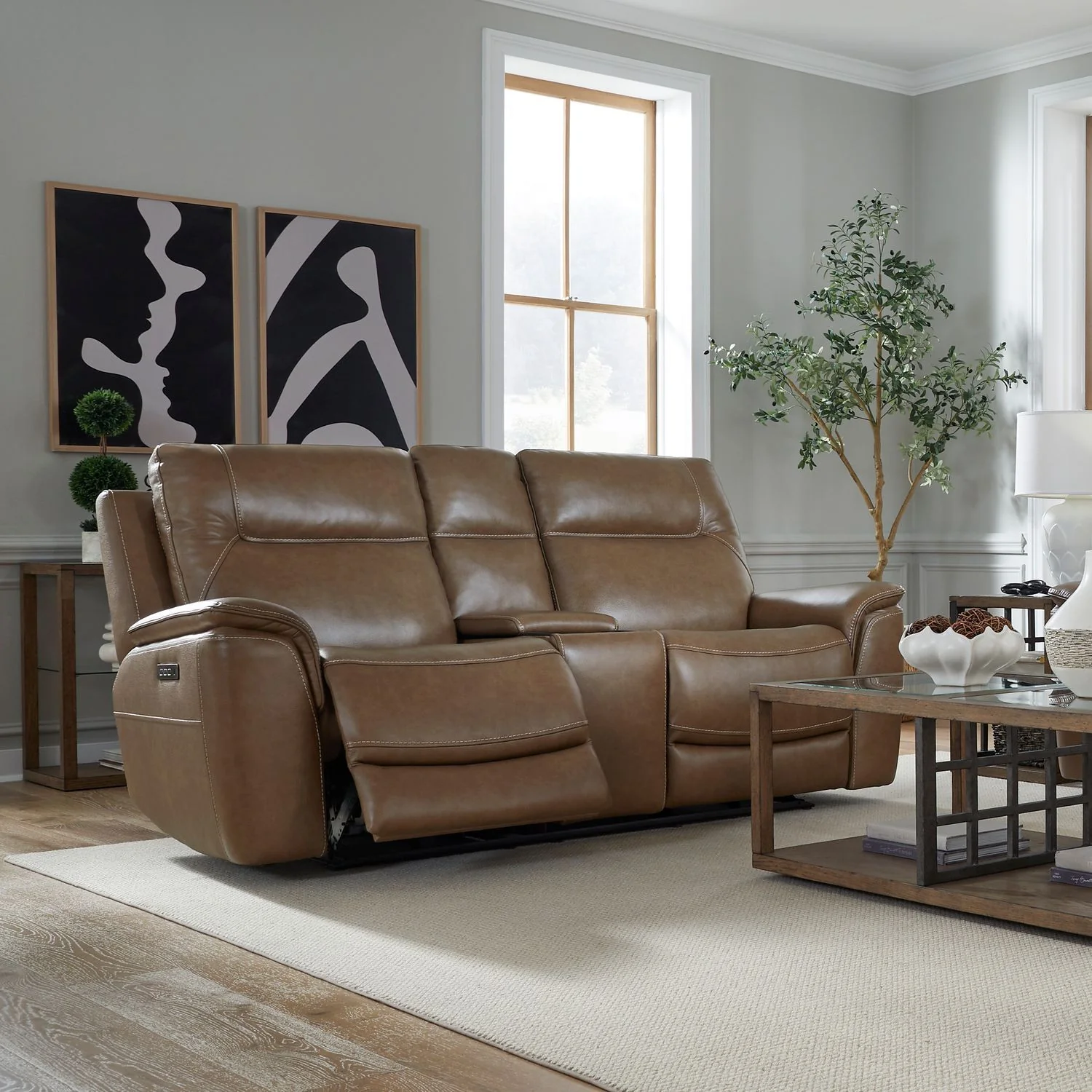 Collins - Loveseat With Console P3 & ZG - York Chestnut - Image 2