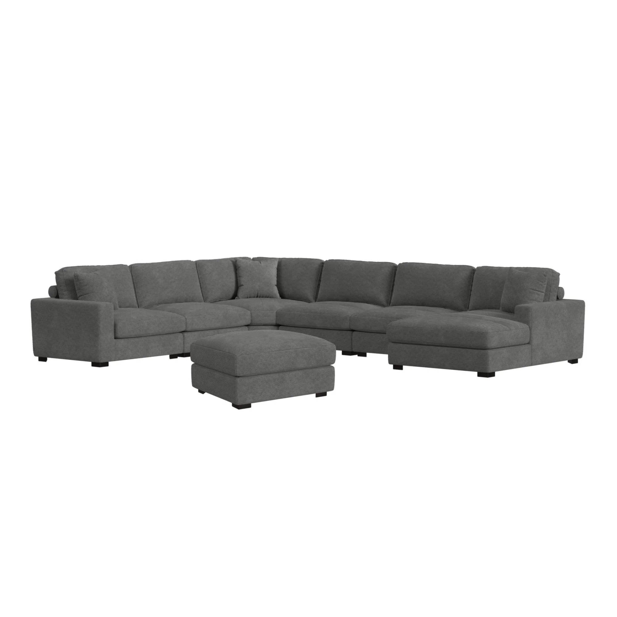 Arizona - Modular Wedge With 1 Pillow 20" - Steno Charcoal - Image 2
