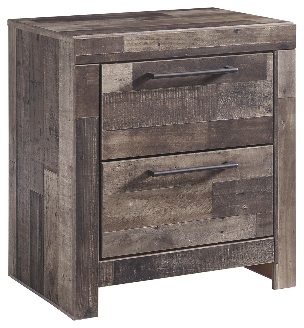 Derekson – Two Drawer Night Stand – Multi Gray