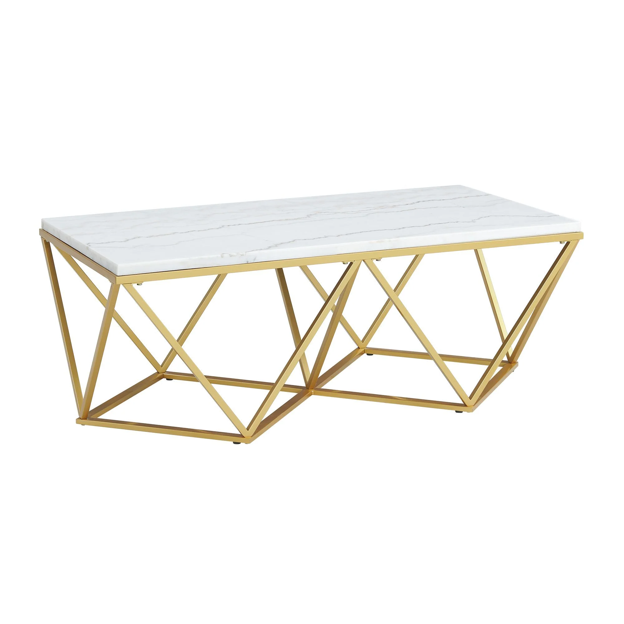 Riko - Rectangular Coffee Table With Metal Leg - Gold - Image 1