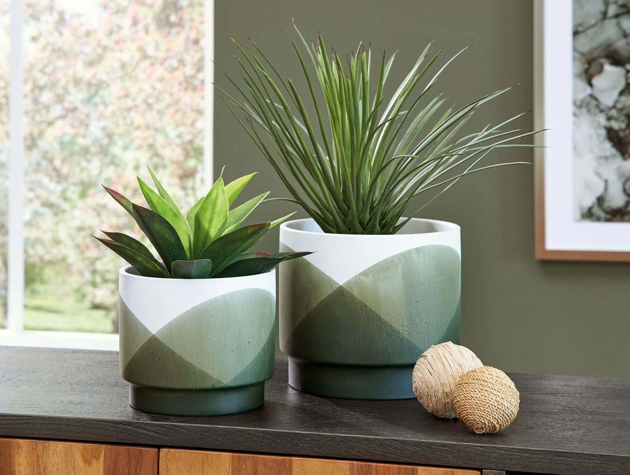 Ardenridge - Planter Set (Set of 2) - Green / White - Image 2