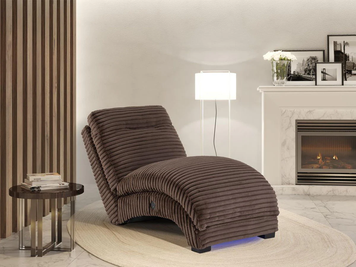 Global Dominic - Chaise With LED/ USB - Brown - Image 1