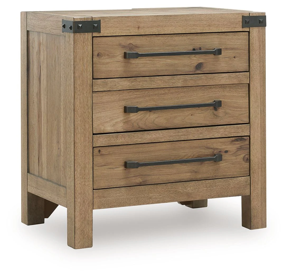 Ridgester - Three Drawer Night Stand - Light Brown - Image 1