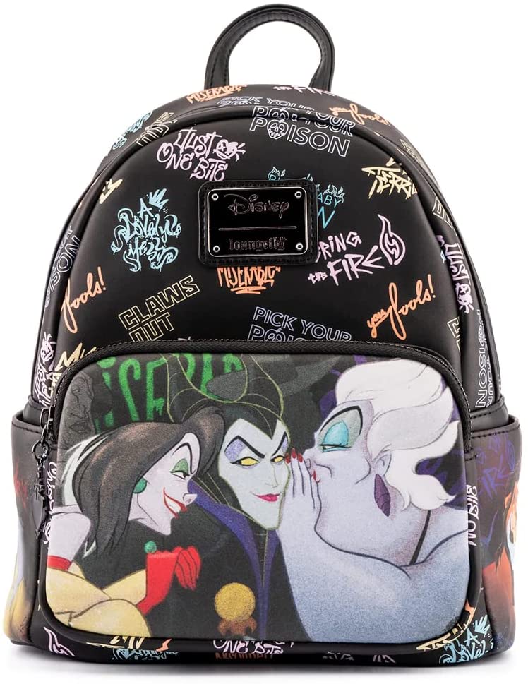 Loungefly Disney Villains Club Womens Double Strap Shoulder Bag Purse Backpack - Image 1