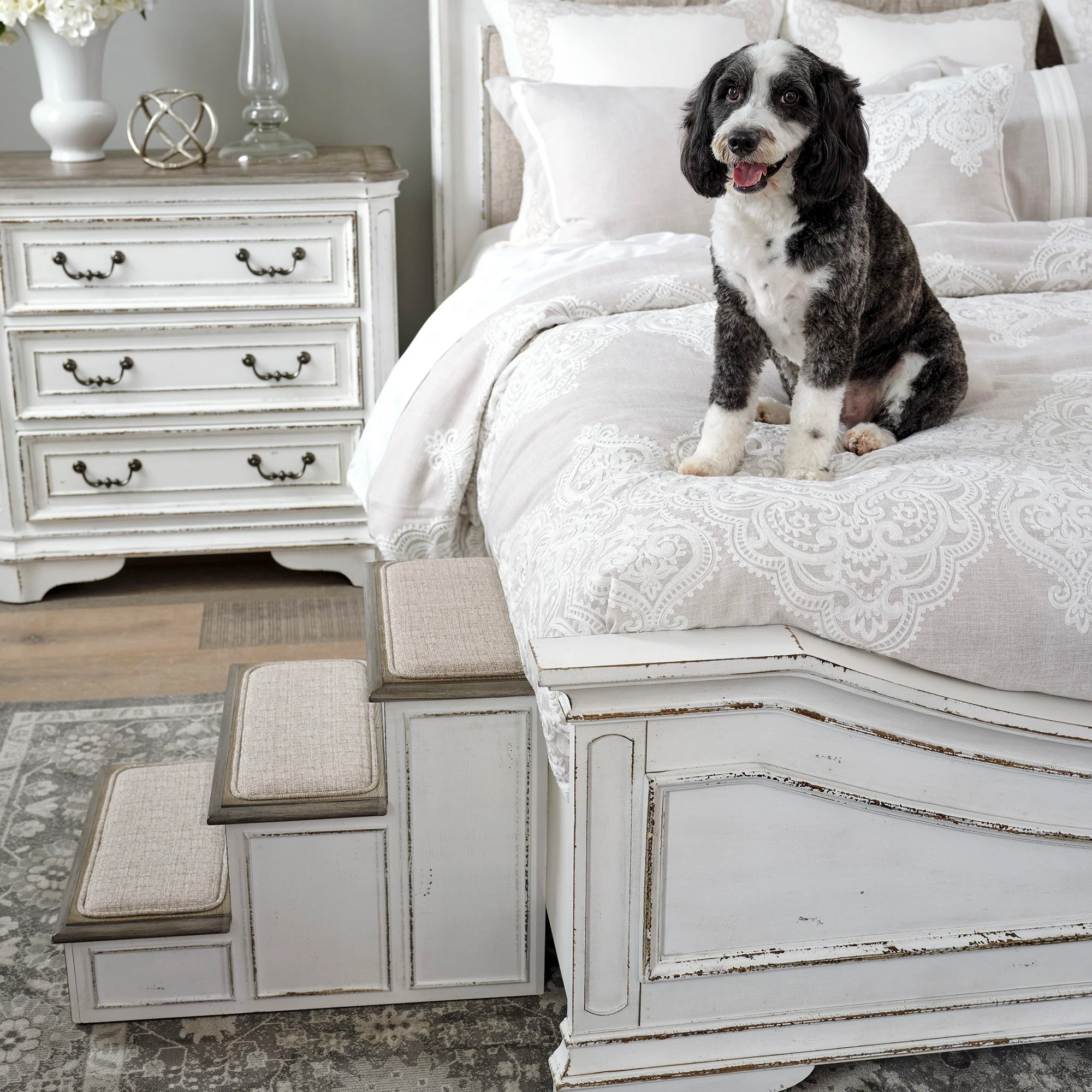 Magnolia Manor - Pet Steps - Antique White - Image 3