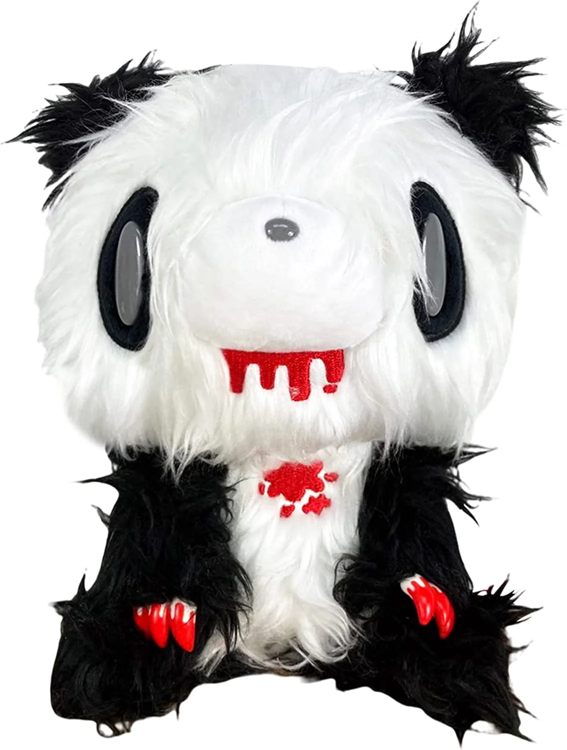 Great Eastern Entertainment Gloomy Bear - Black White Gloomy Bear Sitting Pose Long Hair Fur Plush 7" - Image 1