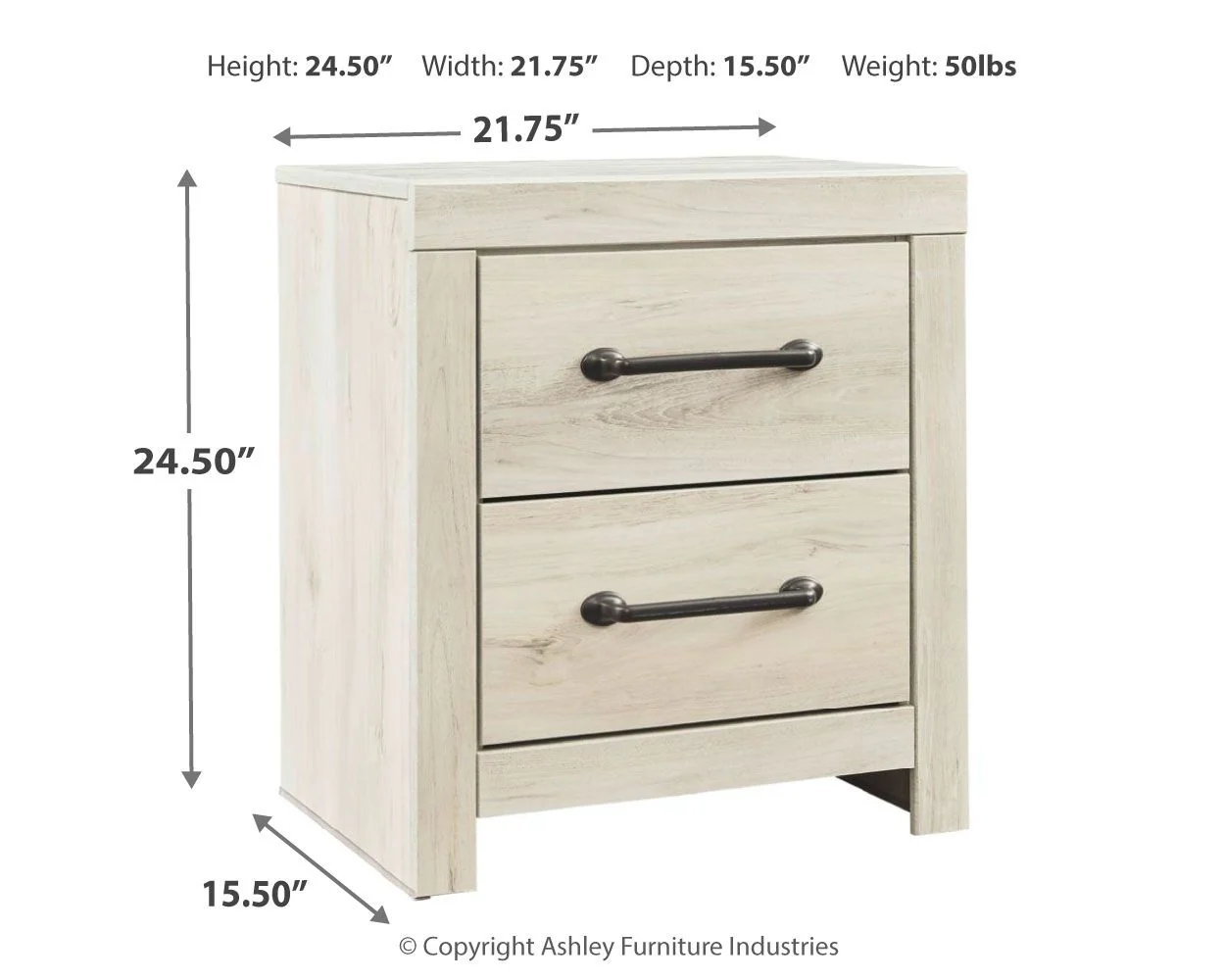 Cambeck - Two Drawer Night Stand - Whitewash - Image 2