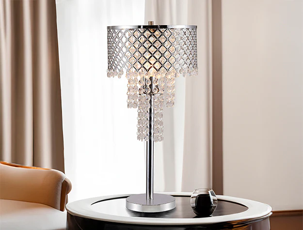 Crystal On Mesh Table Lamp 24"h - Image 1