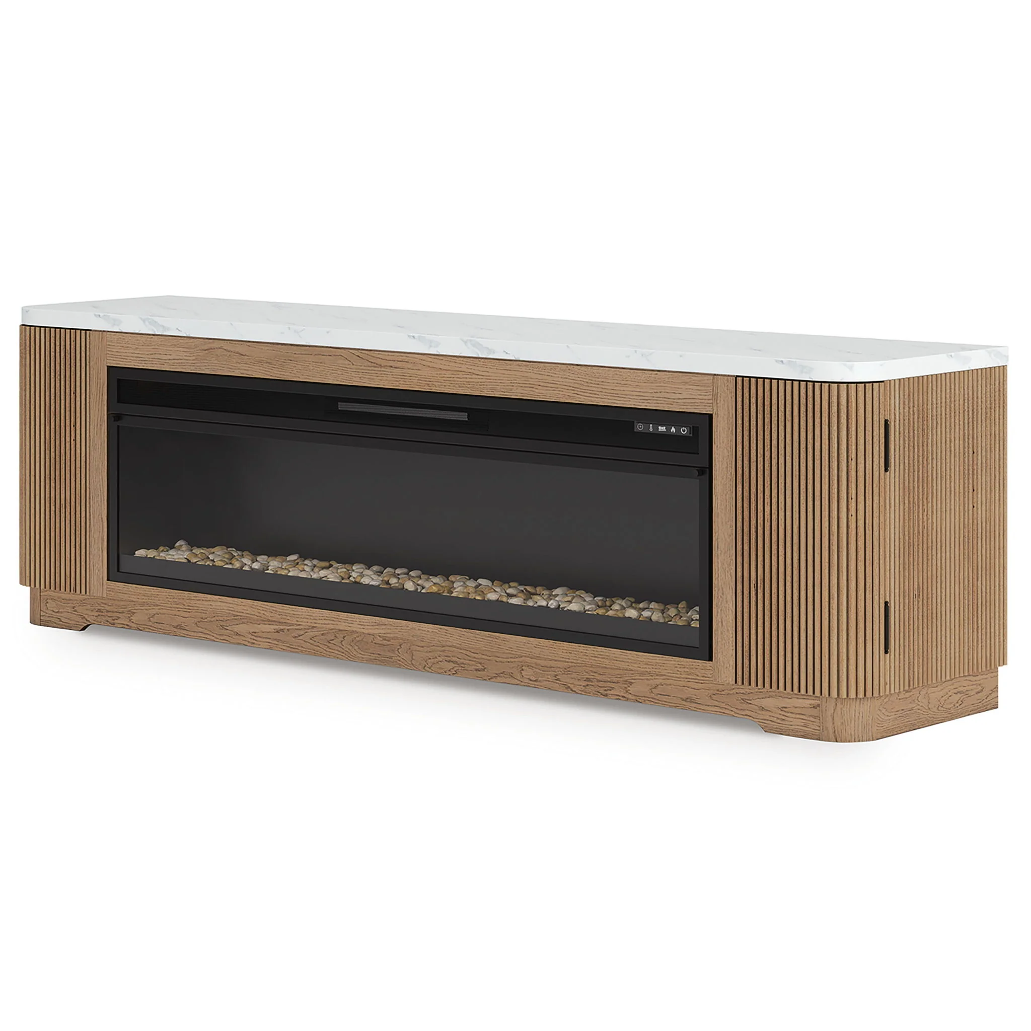 Camdill - 80" TV Stand With Electric Fireplace - Light Brown - Image 2