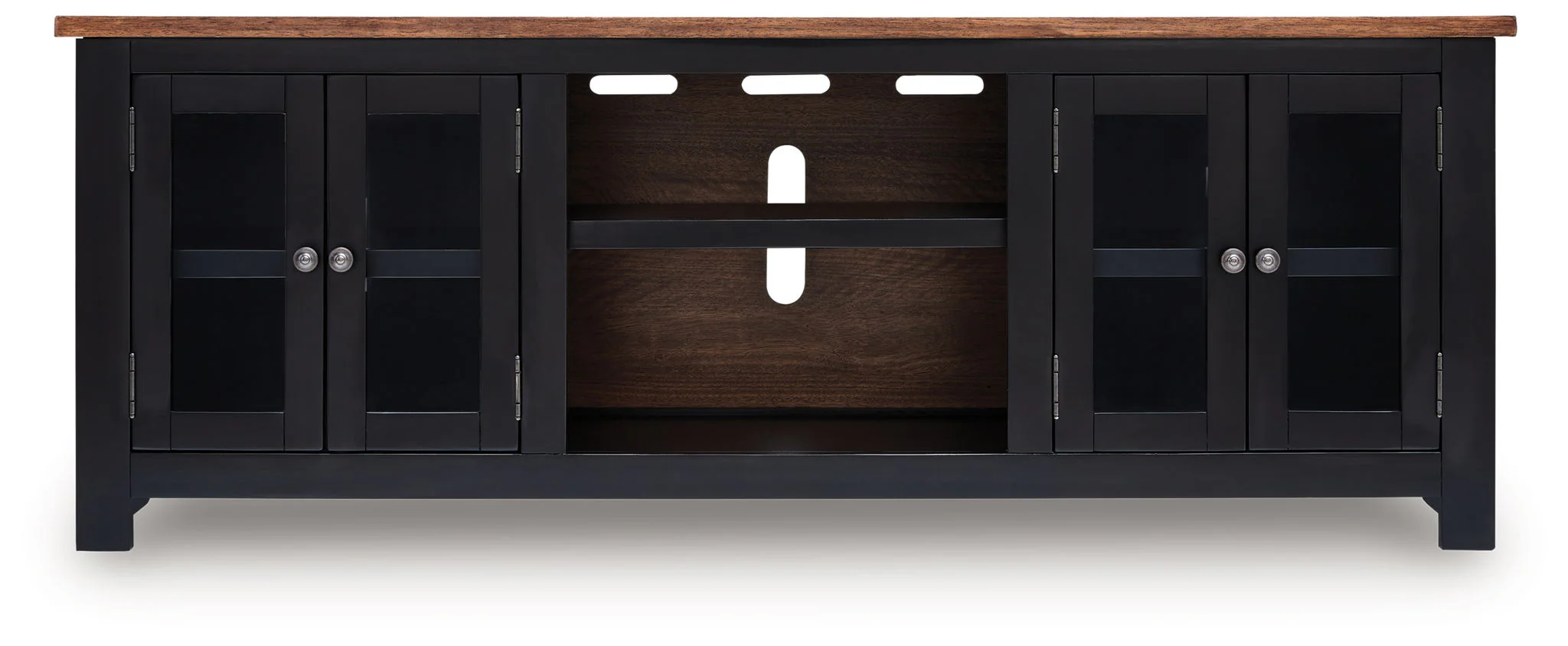 Wildenauer - XL TV Stand With Fireplace Option - Brown / Black - Image 3