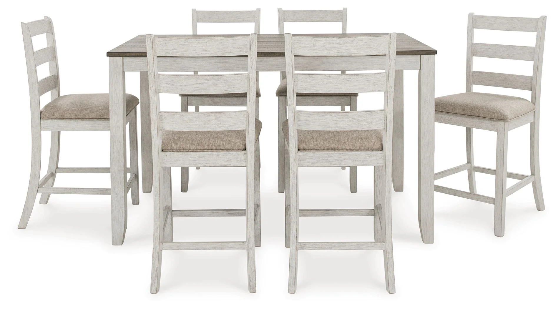 Skempton - Counter Height Dining Table and Bar Stools (Set of 7) - White / Light Brown - Image 3