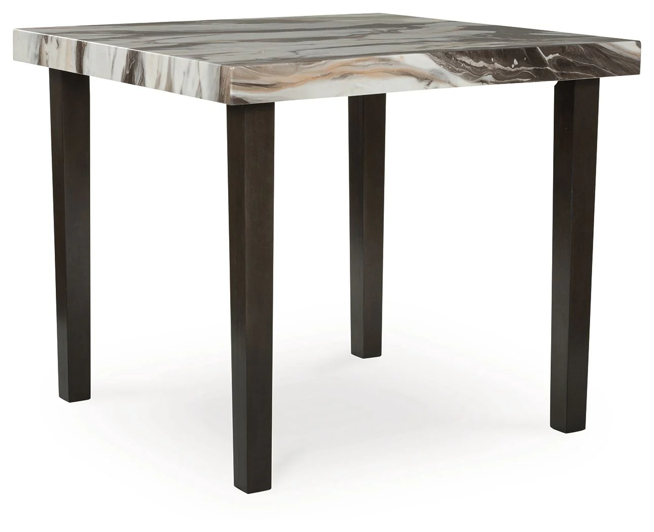 Jeshina – Square Dining Room Counter Table – Dark Brown / Beige