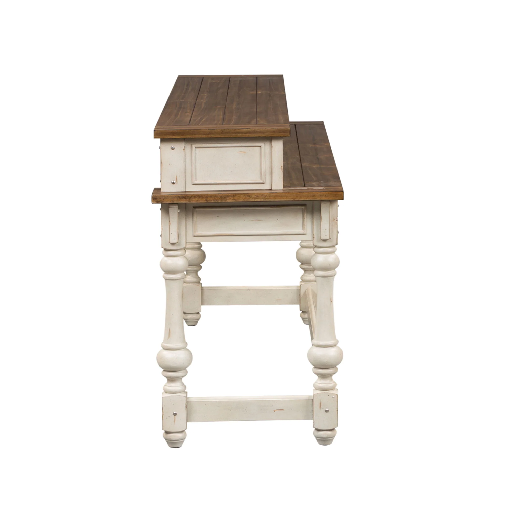 Morgan Creek - 4 Piece Console Set (1 Console 3 Stools) - Antique White / Wirebrushed Tobacco Accents - Image 2
