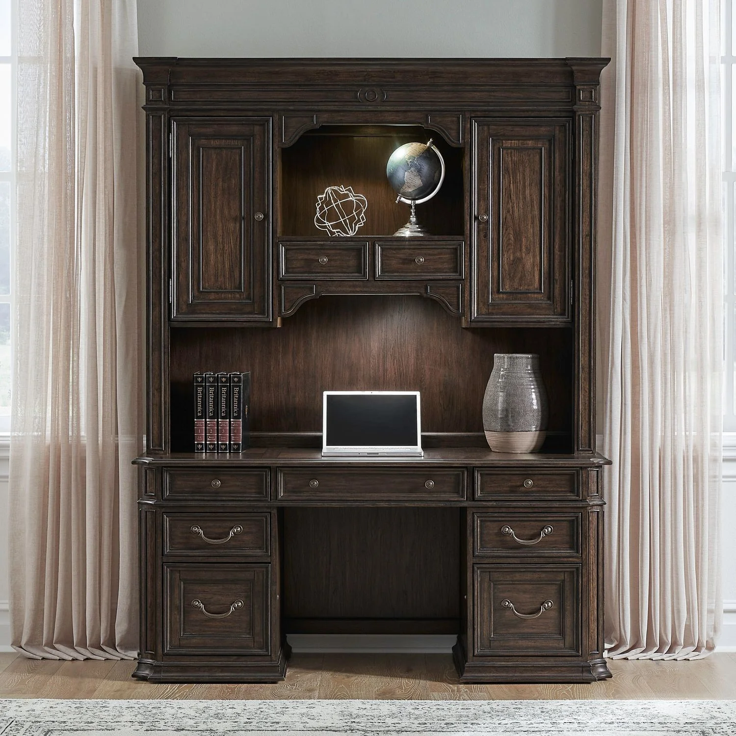 Providence Park – Jr Executive Credenza Hutch – Chateau Brown
