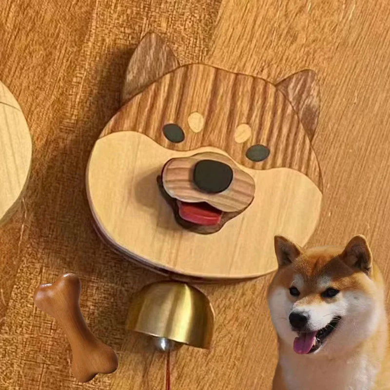 Playful Shiba Dog Face Wooden Doorbell - Image 2