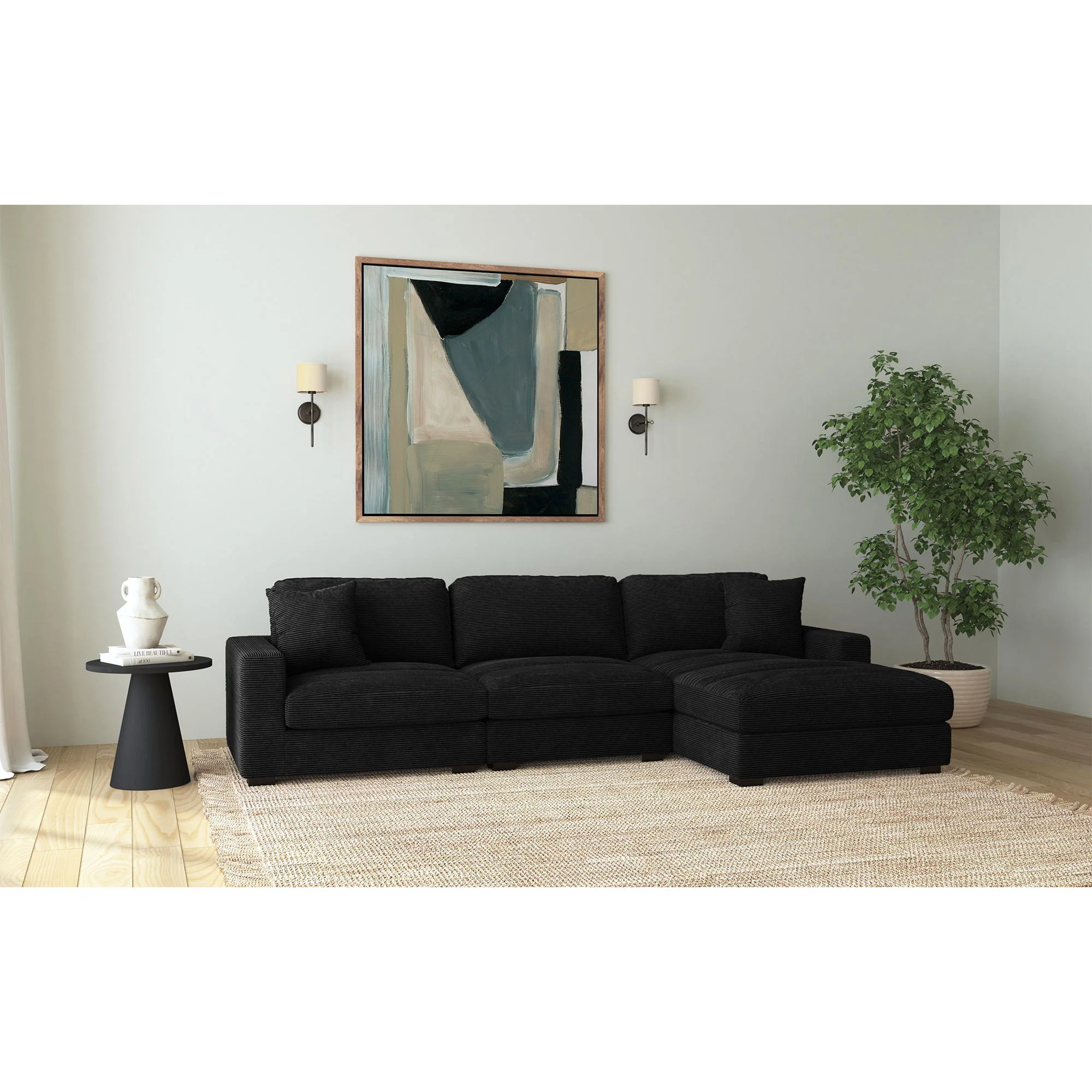 Arizona - Modular LHF Armchair With 1 Pillow 20" - Steno Black - Image 3