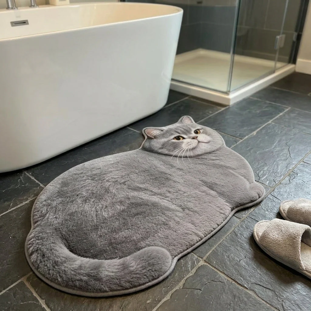 Chubby Cat Quick Dry Bath Mat - Image 1