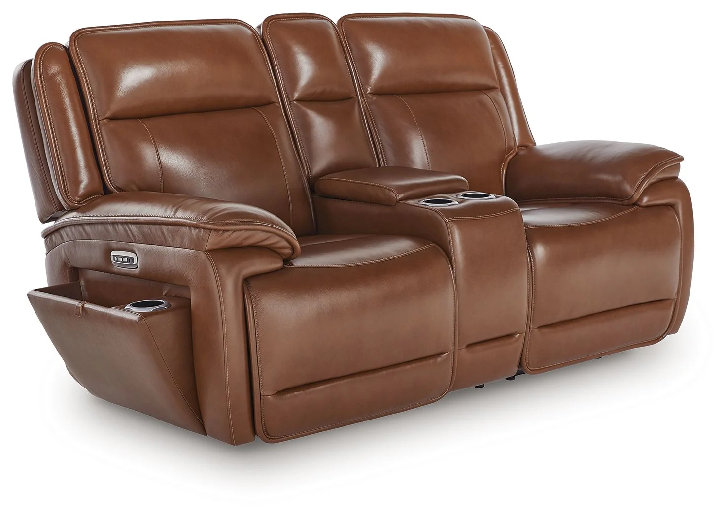 Healy Pier – Power Reclining Loveseat With Console / Adj Headrest – Chocolate
