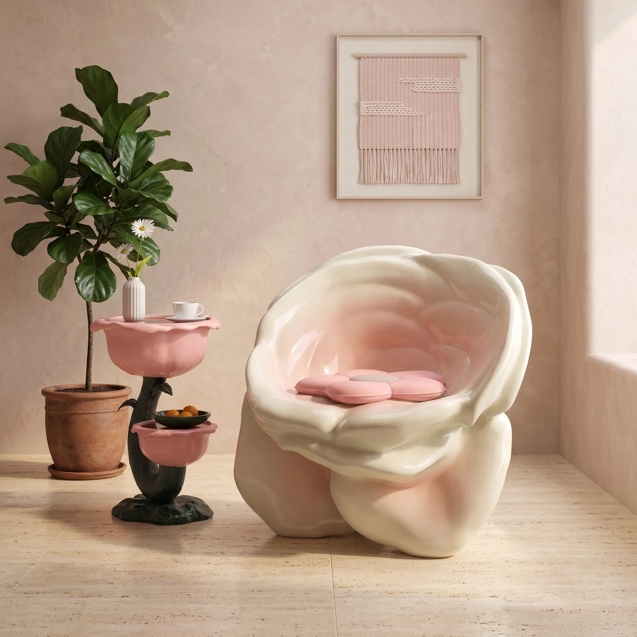 Artistic Rose Shape Accent Sculptural Chair - Image 3