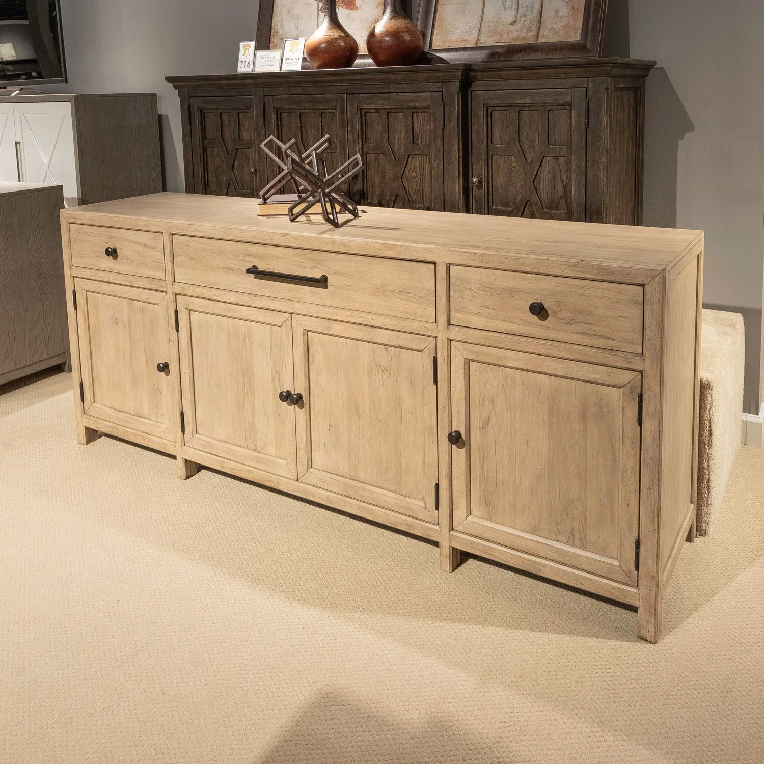 Proximity Place – 82″ TV Console – Barley Buff