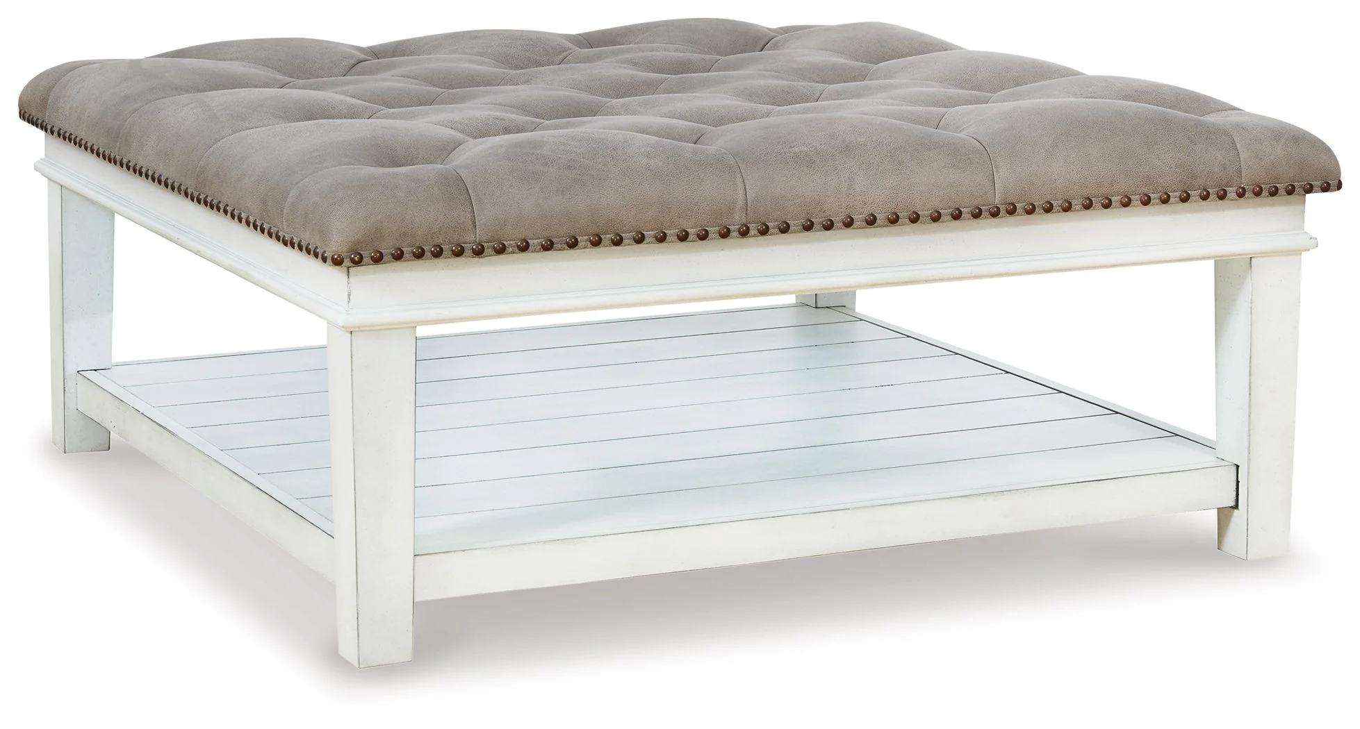 Kanwyn – Uph Ottoman Cocktail Table – Whitewash
