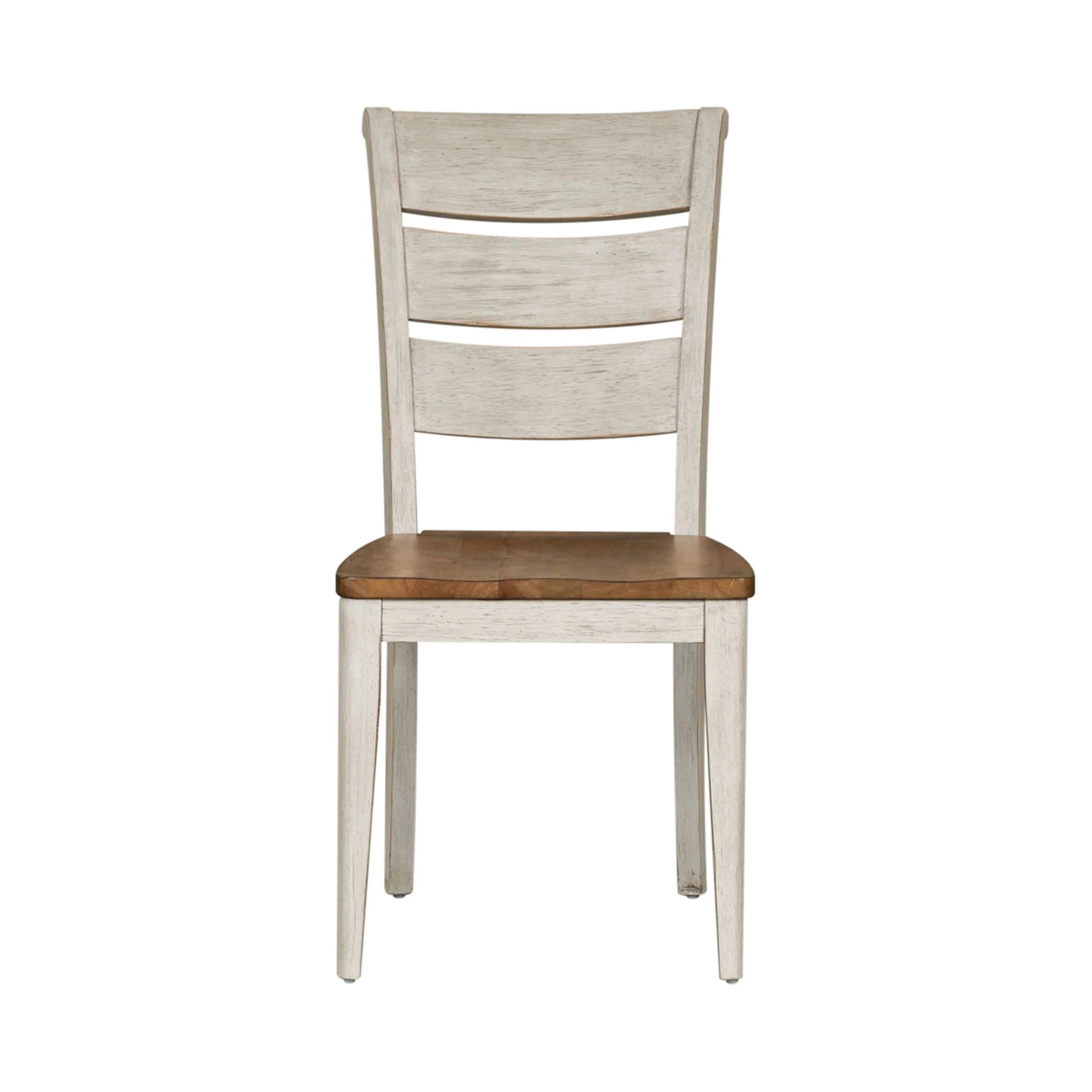 Farmhouse Reimagined - Ladder Back Side Chair - Antique White / Chestnut Tops - Image 2
