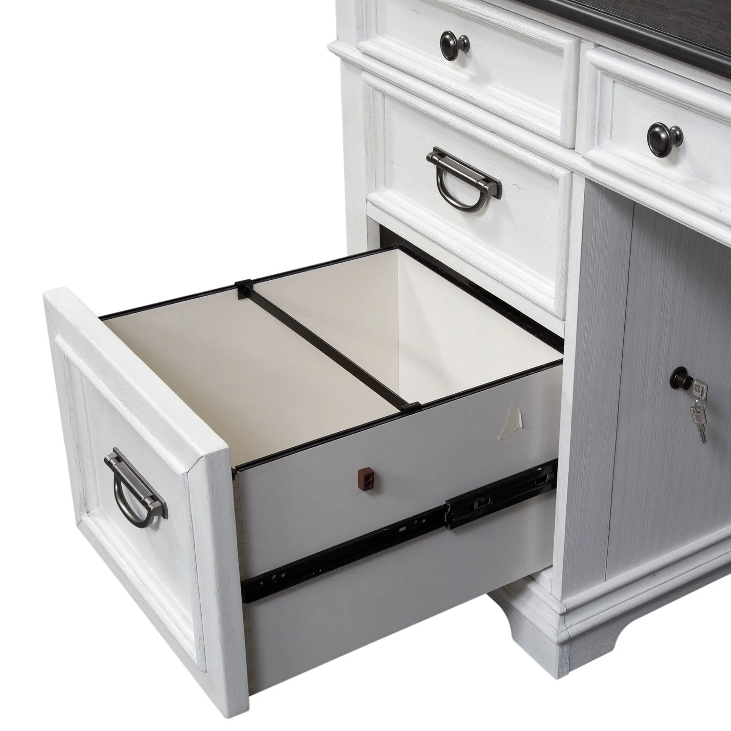 Allyson Park - Optional L Shaped Desk Set - Wirebrushed White / Charcoal - Image 2