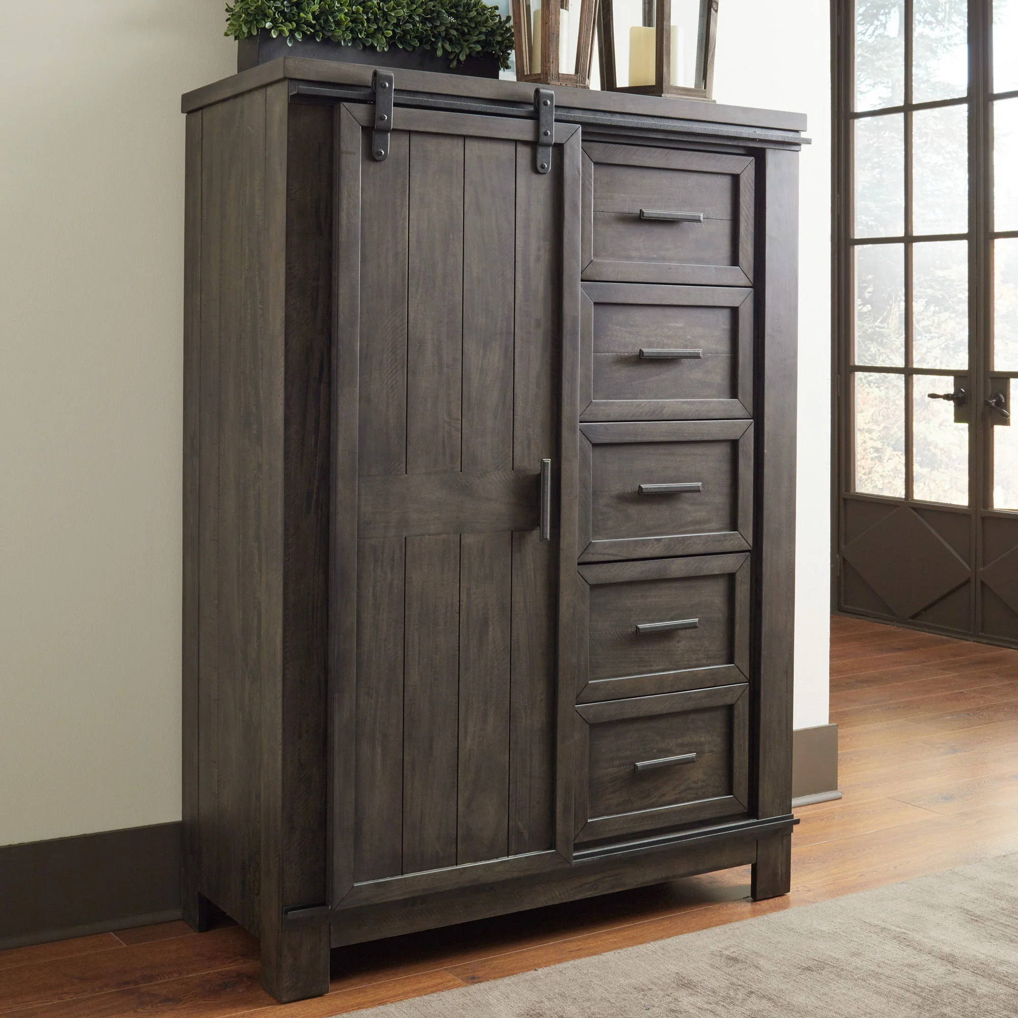 Thornwood Hills - Sliding Door Chest - Rock Beaten Brown - Image 1