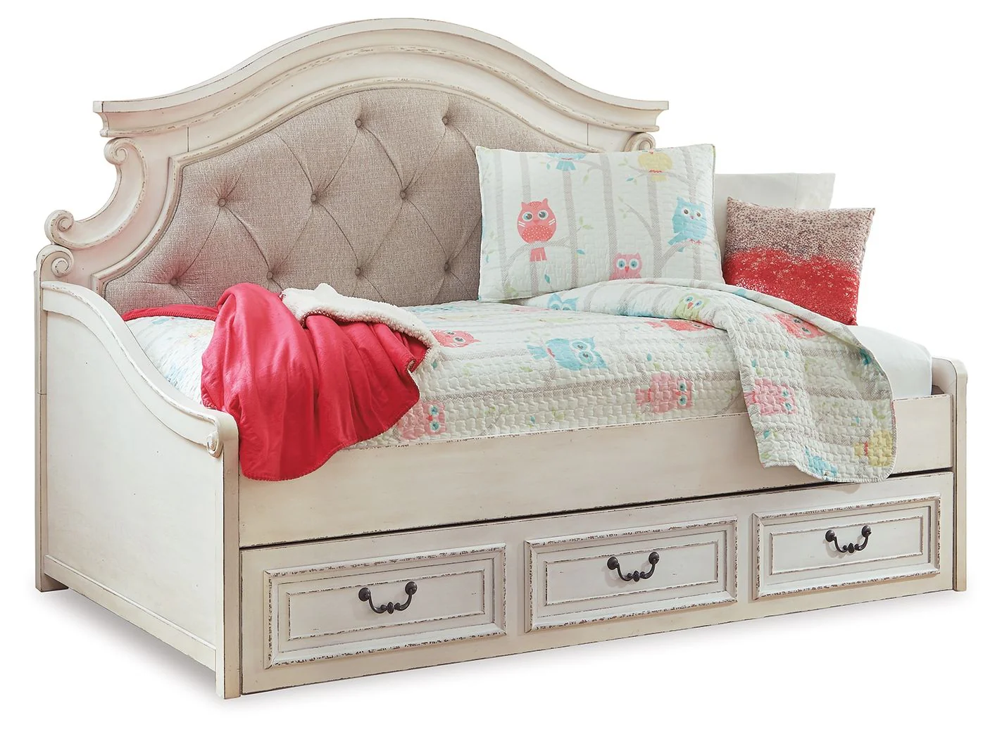 Realyn – Twin Day Bed With Storage – Chipped White