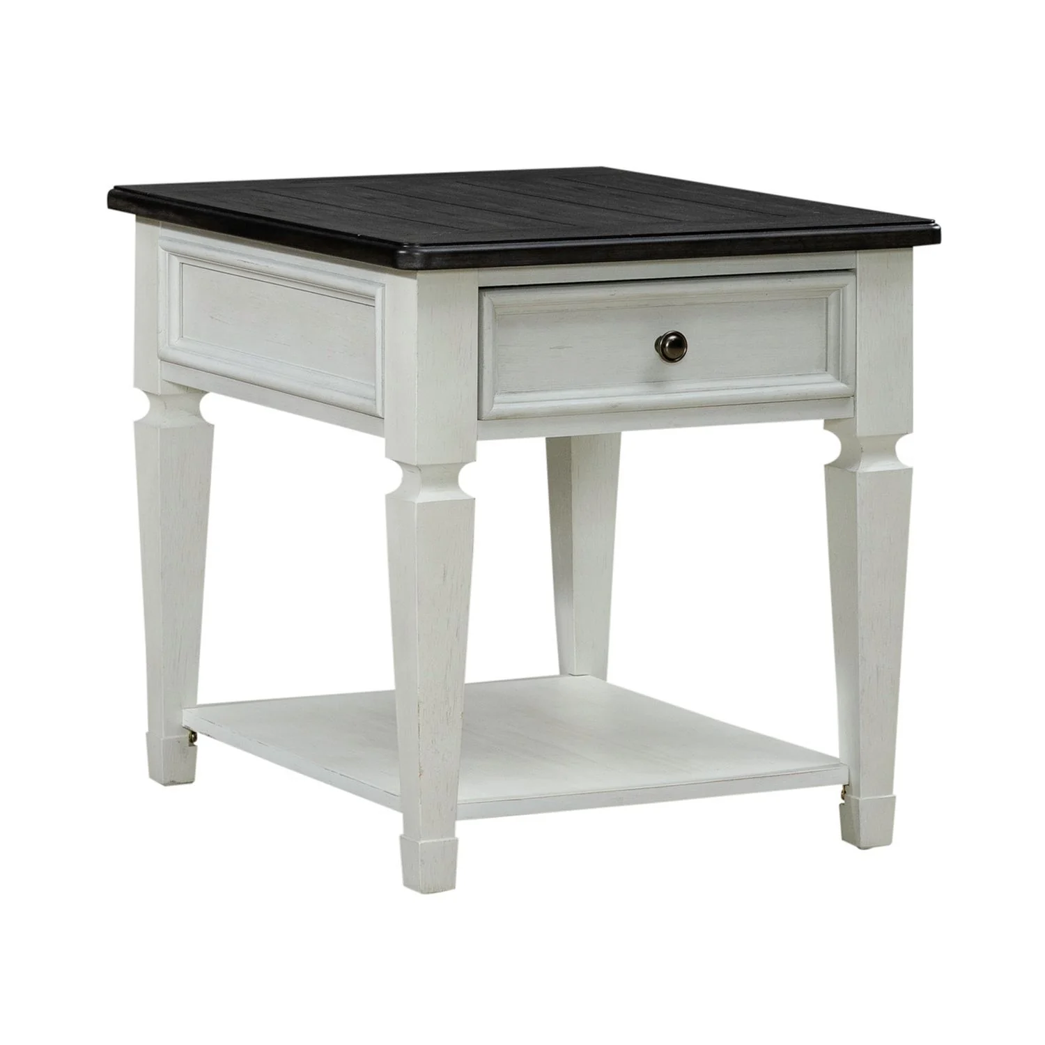 Allyson Park - Drawer End Table - Wirebrushed White / Charcoal - Image 2