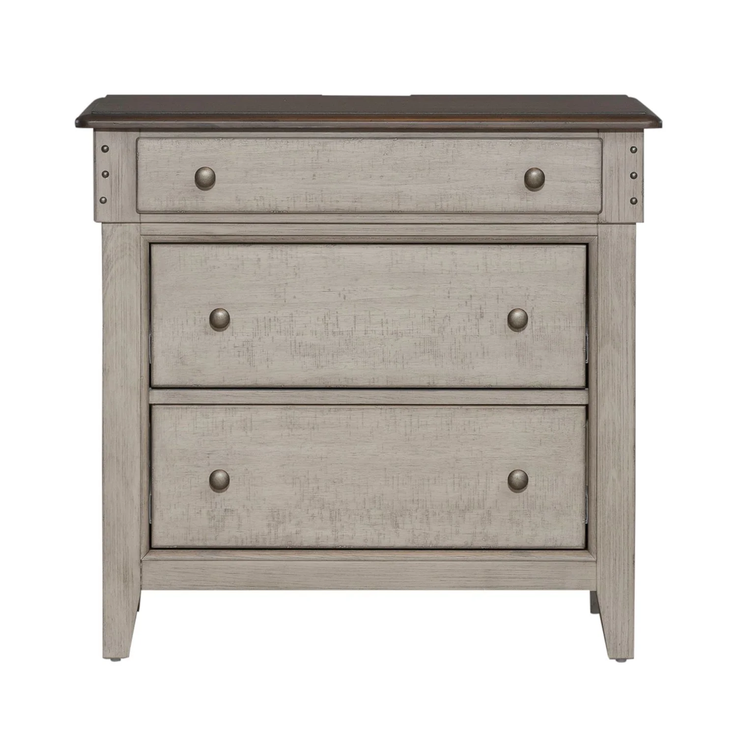 Ivy Hollow - 3 Drawer Bedside Chest With Charging Station - Weathered Linen / Dusty Taupe - Image 3