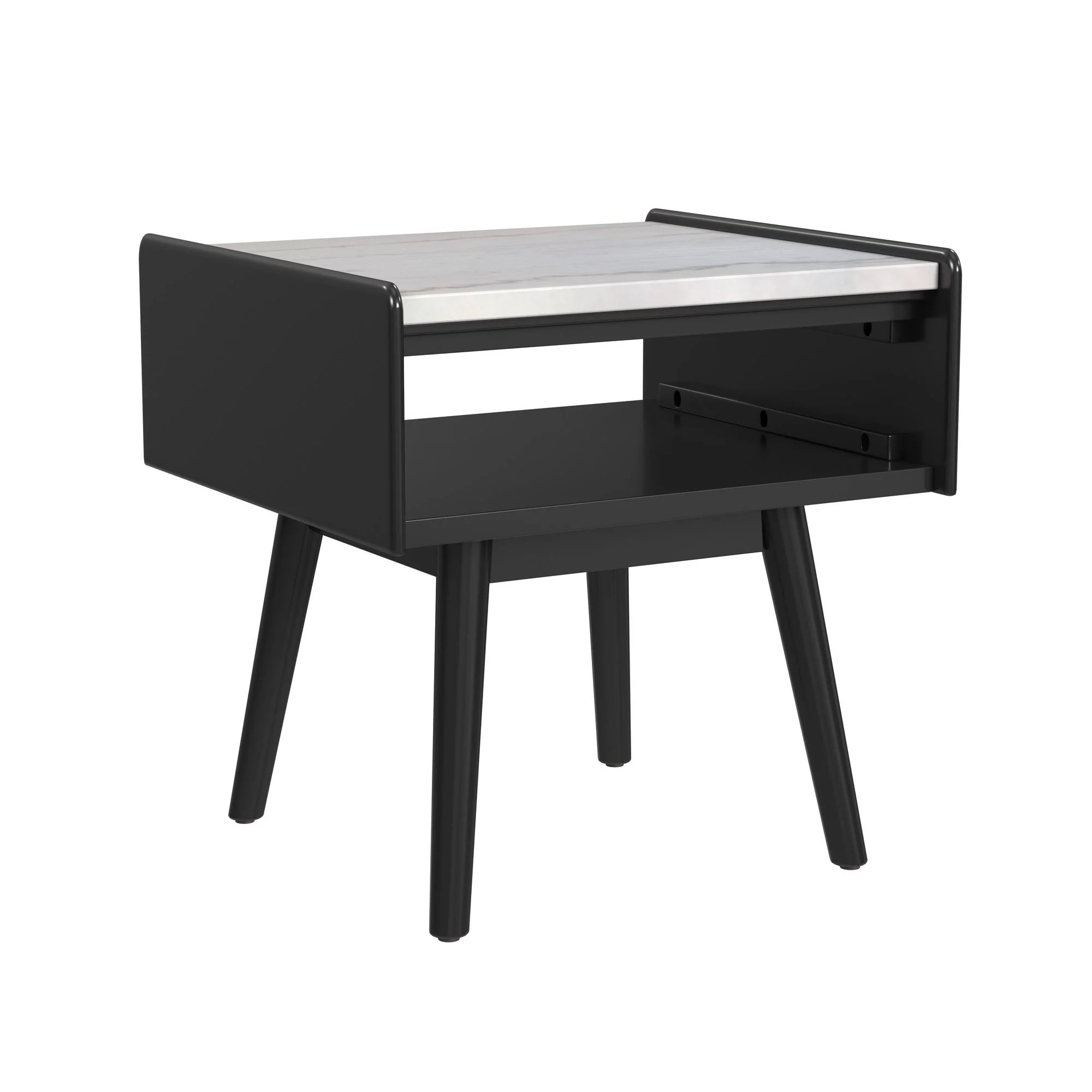 Lanette – End Table With White Marble Top – Black