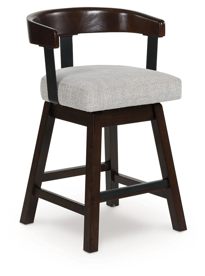Haddigan - Upholstered Swivel Barstool (Set of 2) - Dark Brown - Image 3
