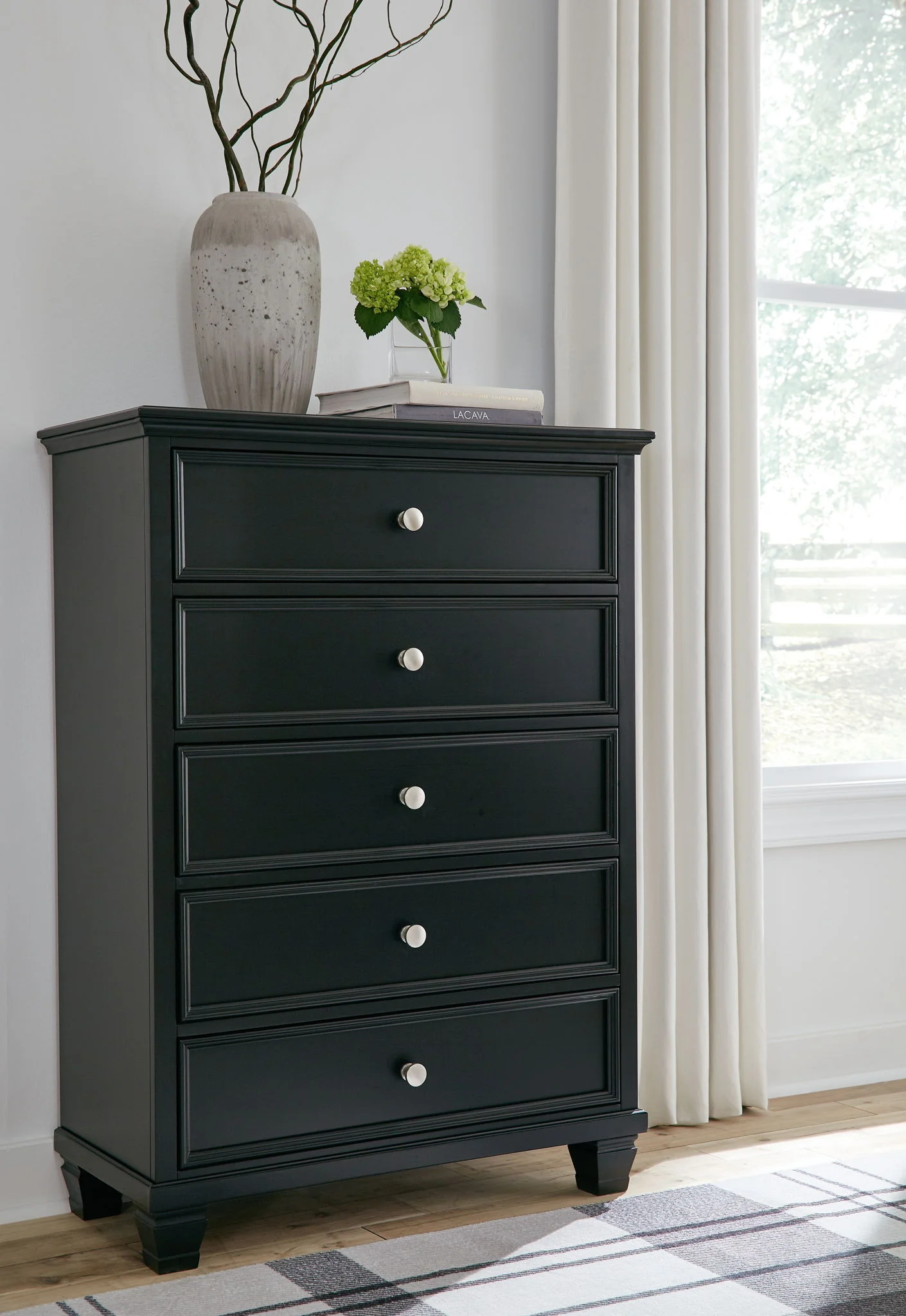 Lanolee - Five Drawer Chest - Black - Image 2