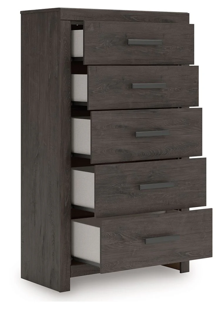 Prendonea - Five Drawer Chest - Charcoal - Image 3