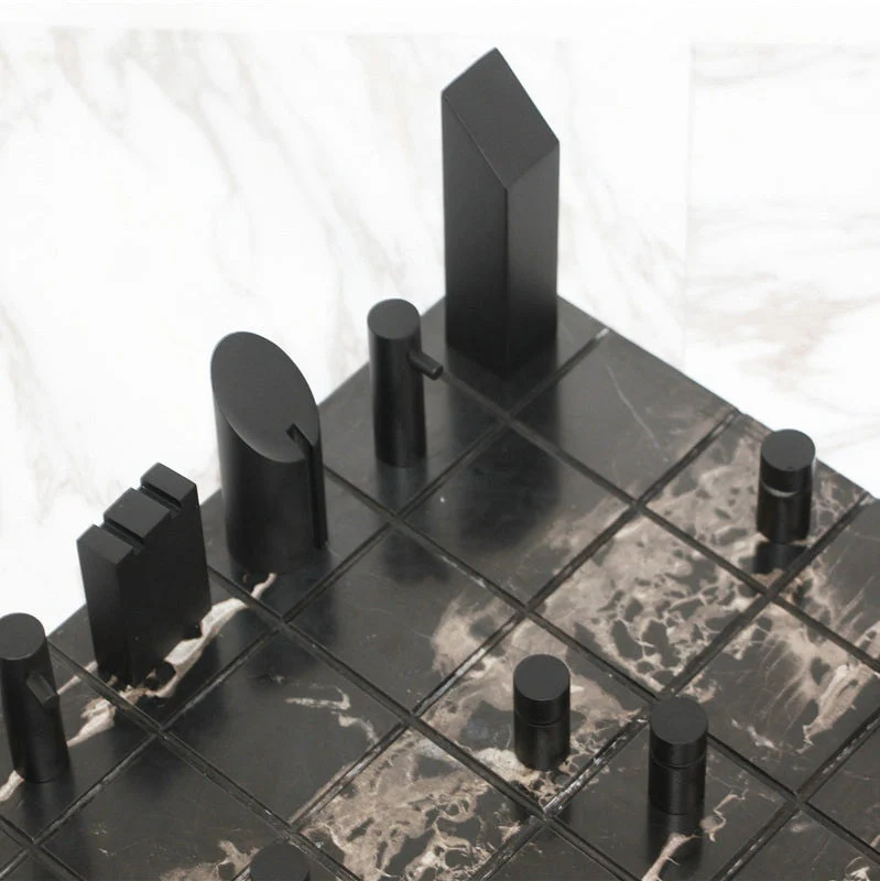 Modern Gold Black Marble Chess Board - Image 3