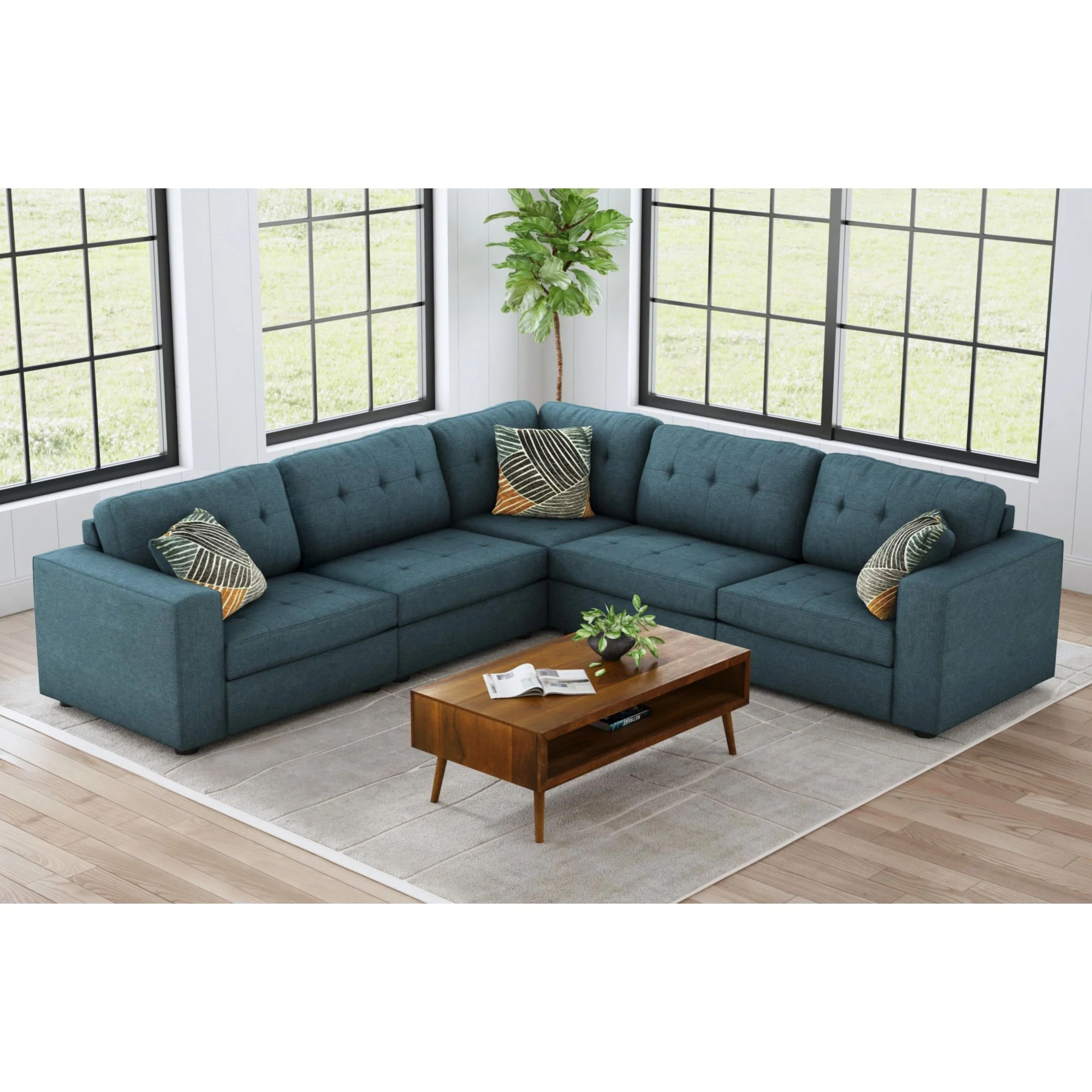 Options One - Corner With 1 Pillow - Palmer Plus Teal - Image 2