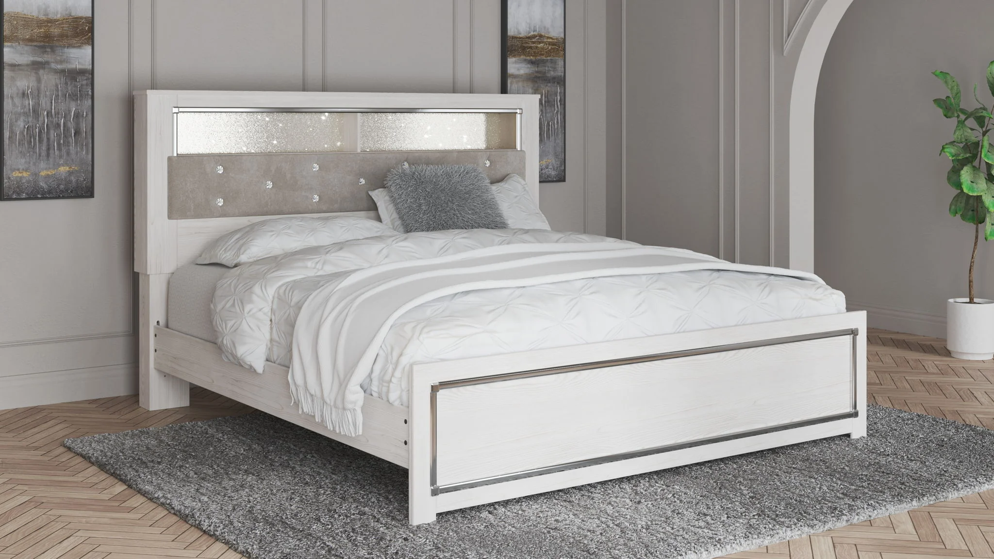 Altyra - King Bookcase Panel Bed - White - Image 3