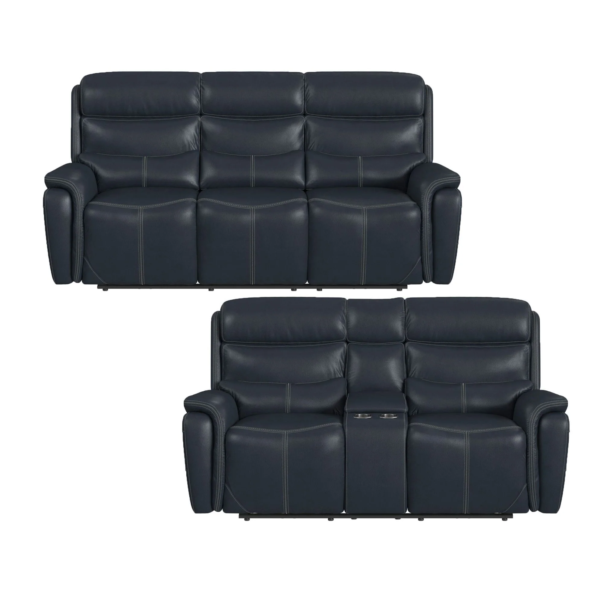 Aruba – 2 Piece Living Room Set (Sofa & Loveseat) – Pebble Navy