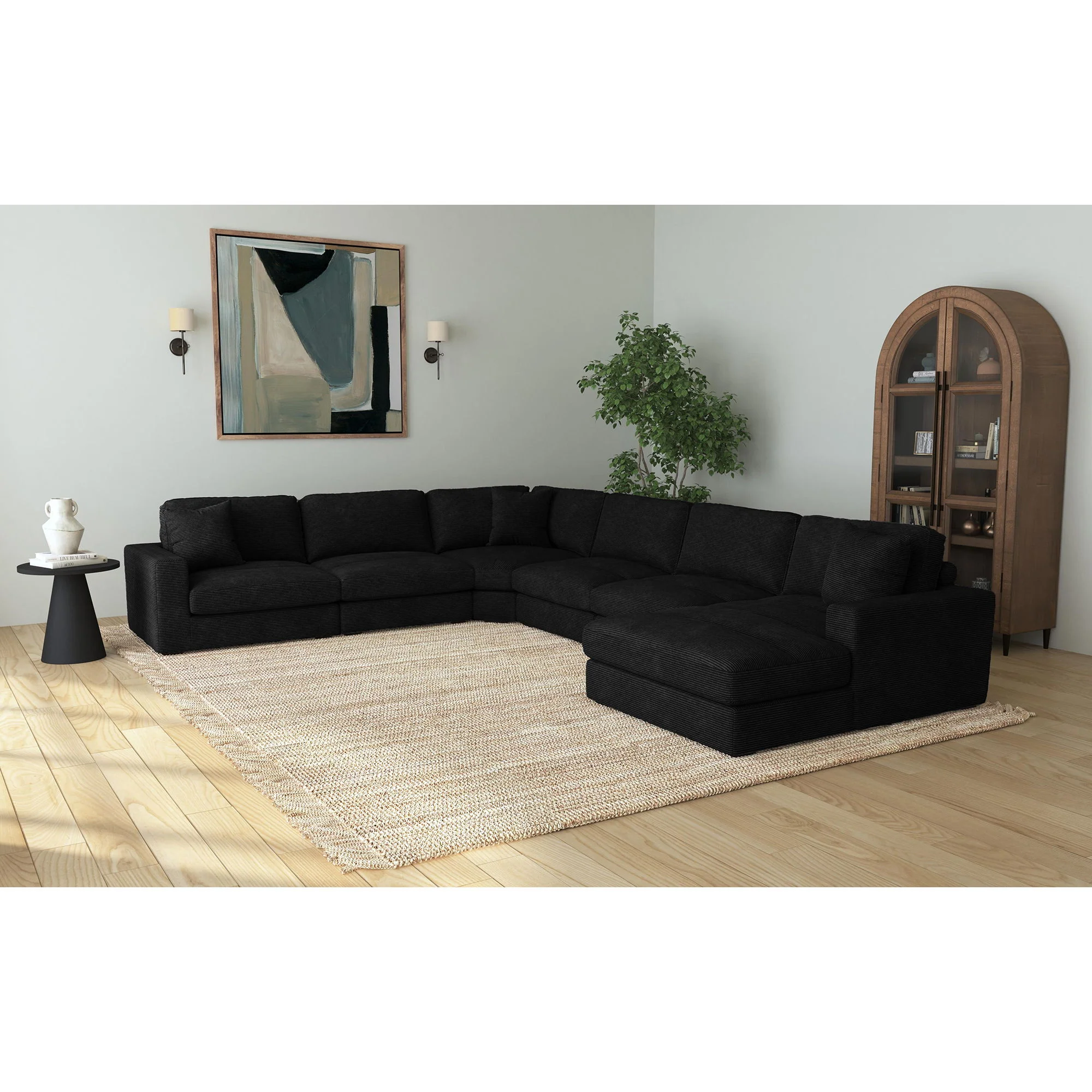 Arizona - Modular Wedge With 1 Pillow 20" - Steno Black - Image 2