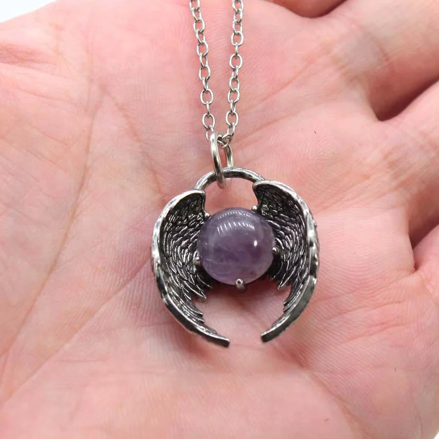 Creative Eagle Wings Feather Glowing Ball Necklace