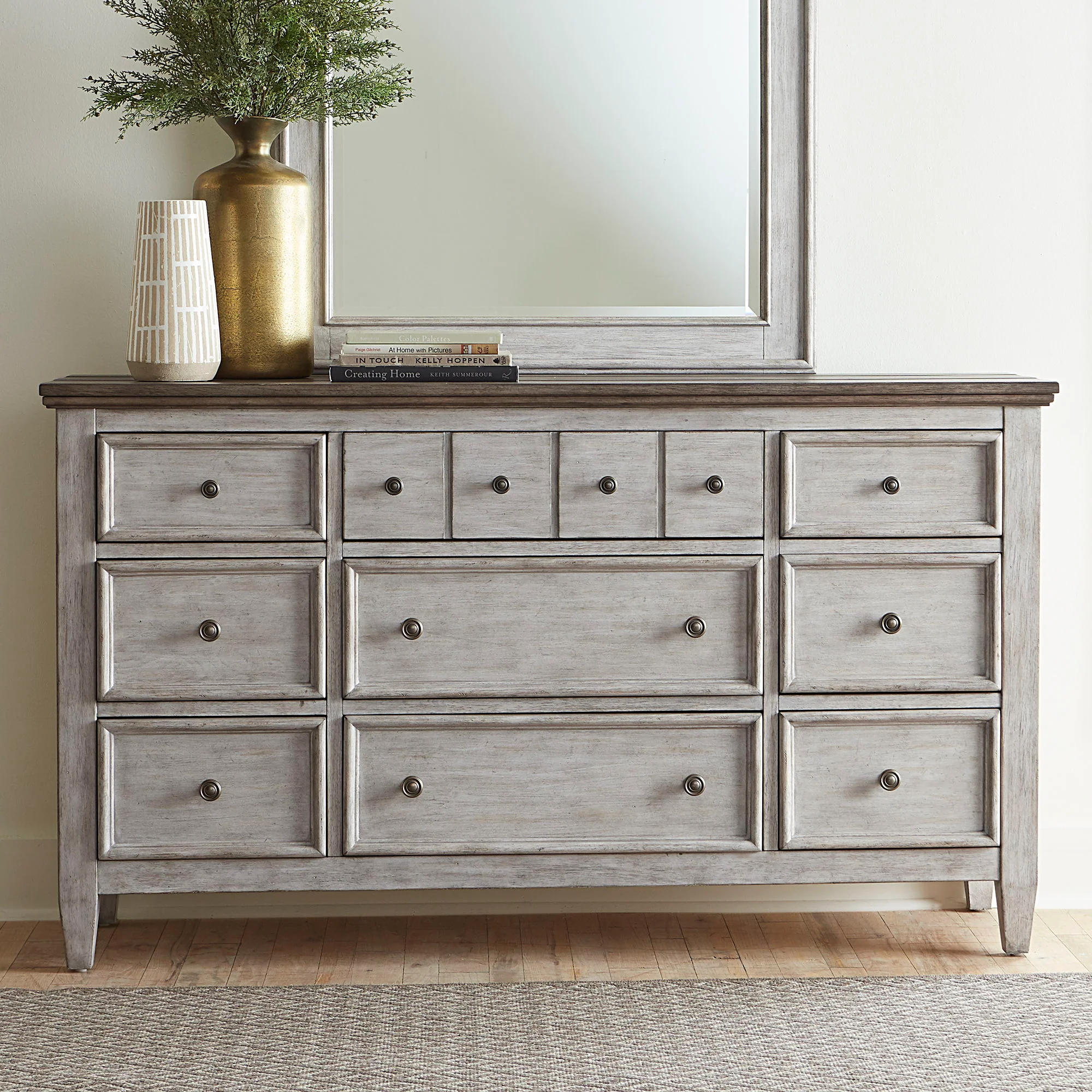 Heartland - 9 Drawer Dresser - Antique White / Tobacco Tops - Image 3
