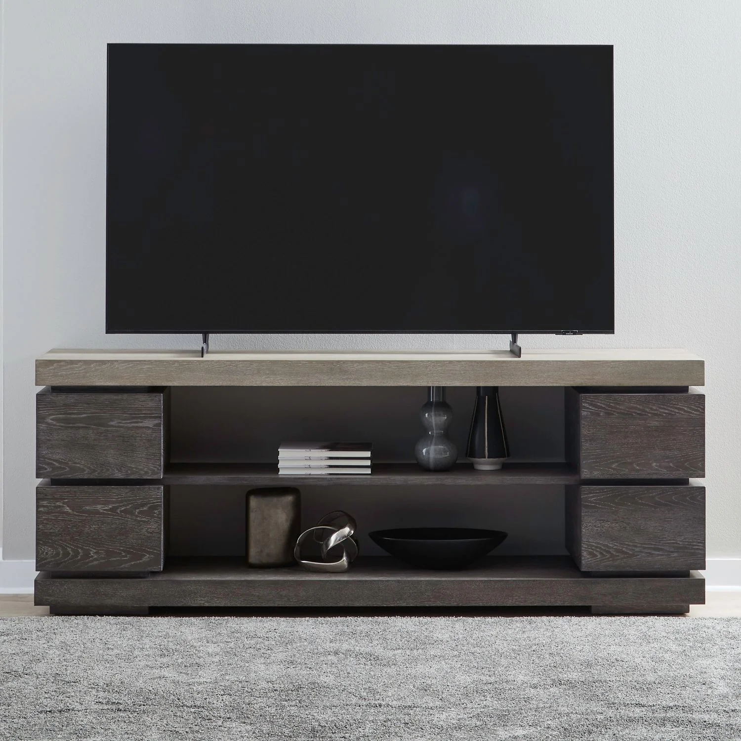 Piedmont – 84” TV Console – Charcoal / Ash