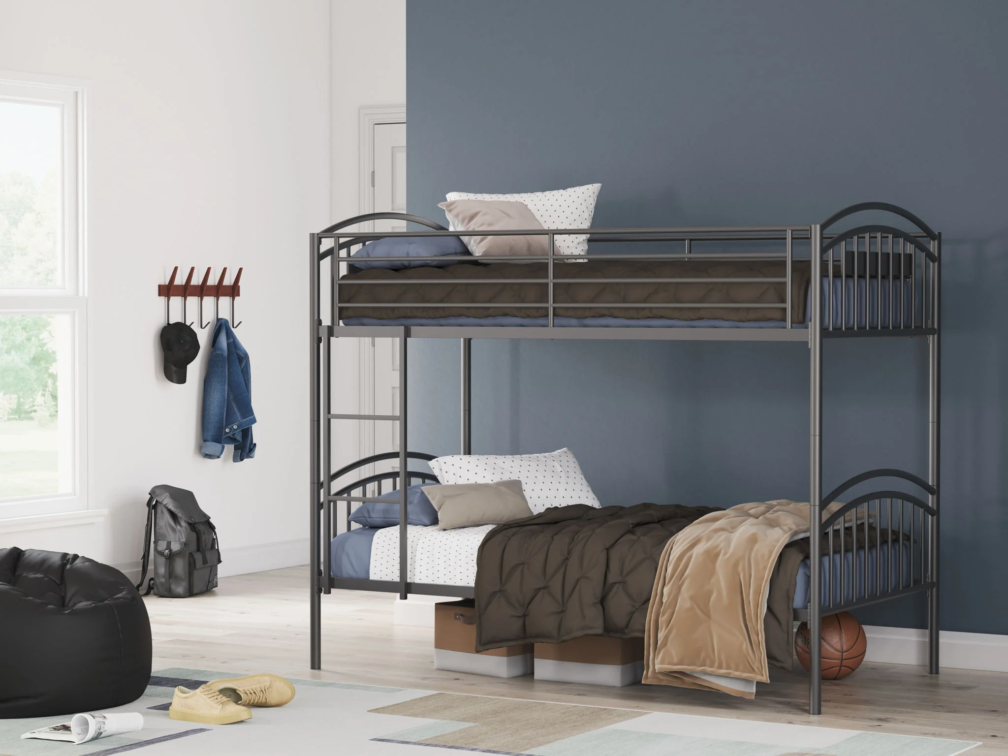Lanceburg – Twin/Twin Bunk Bed With Ladder – Gray
