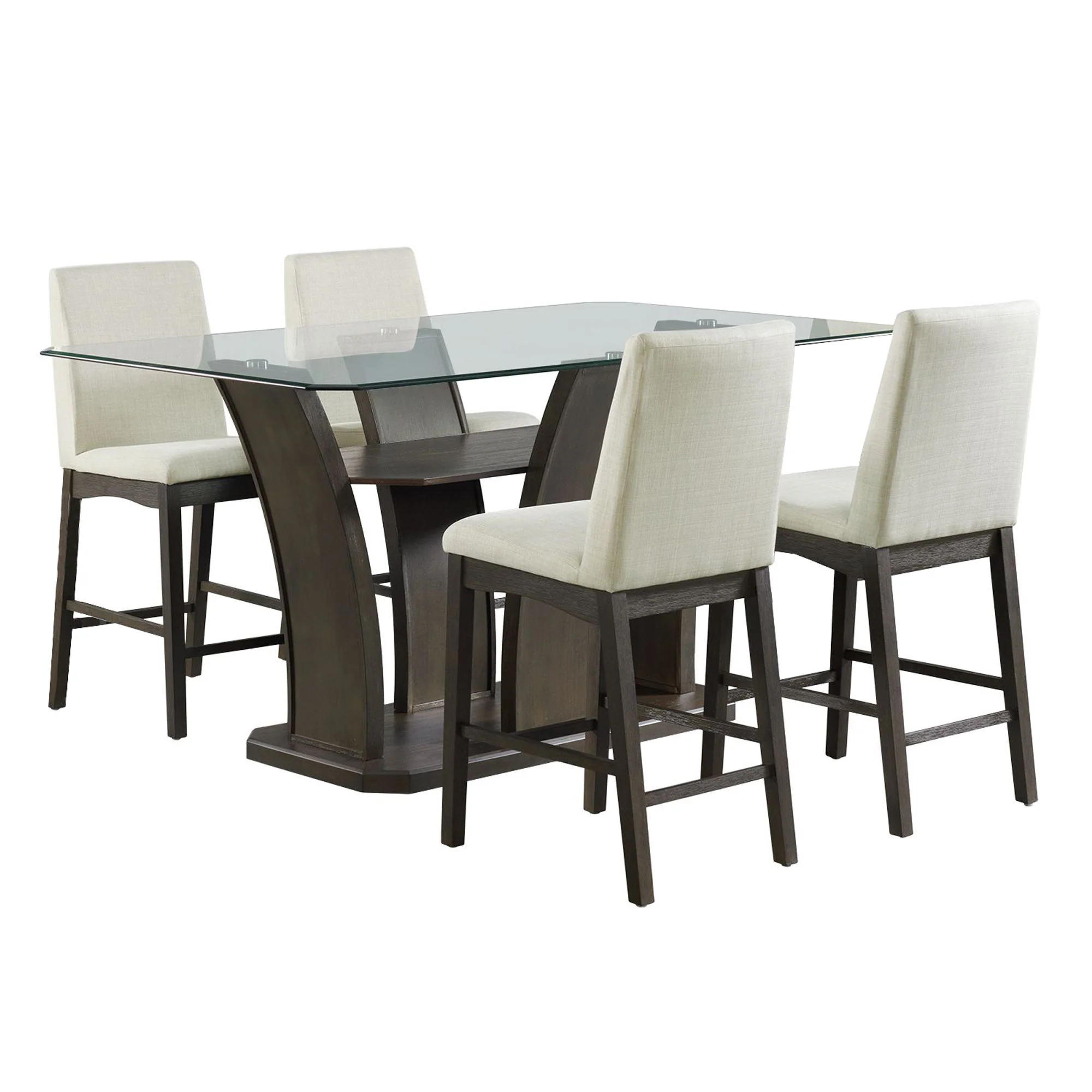 Dapper – Rectangular Counter Dining 5 Piece Set (Table And Four Chairs) – Walnut