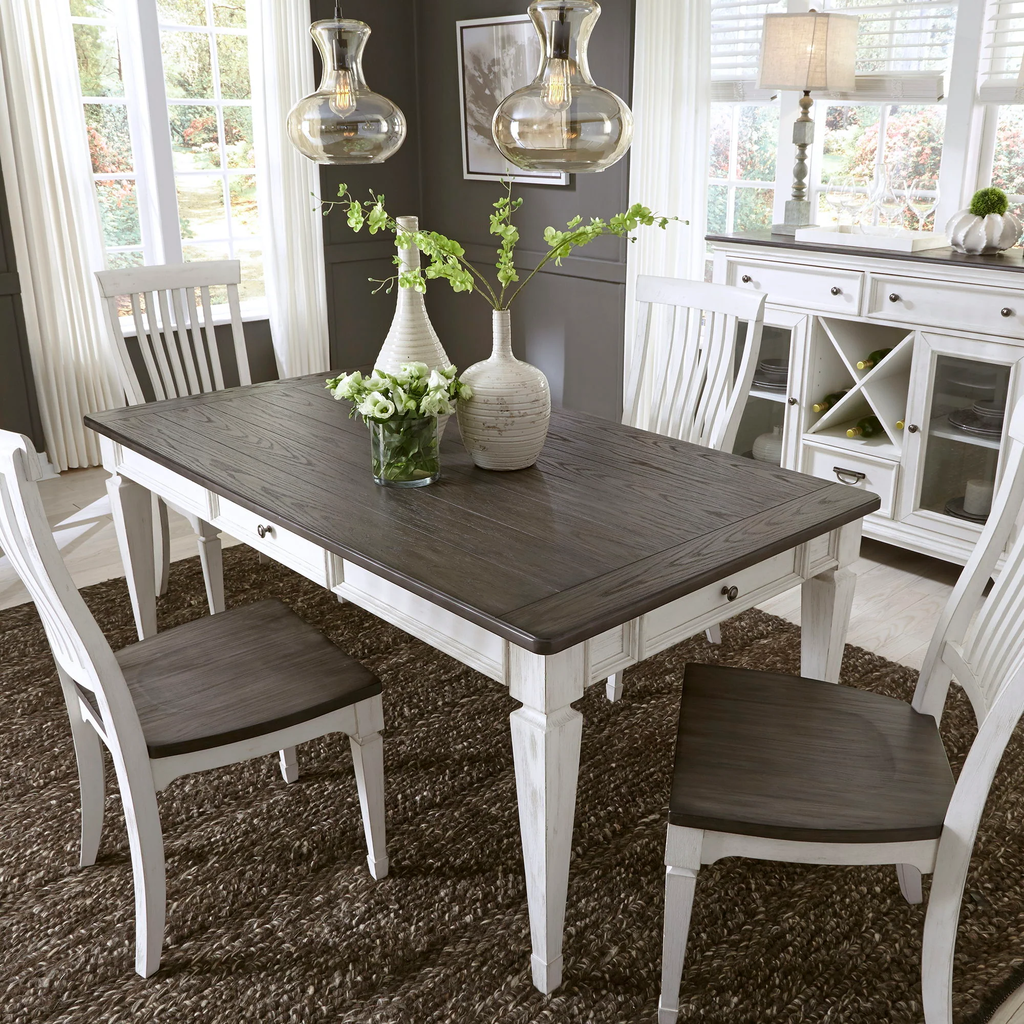 Allyson Park - Rectangular Leg Table - Dark Brown - Image 1