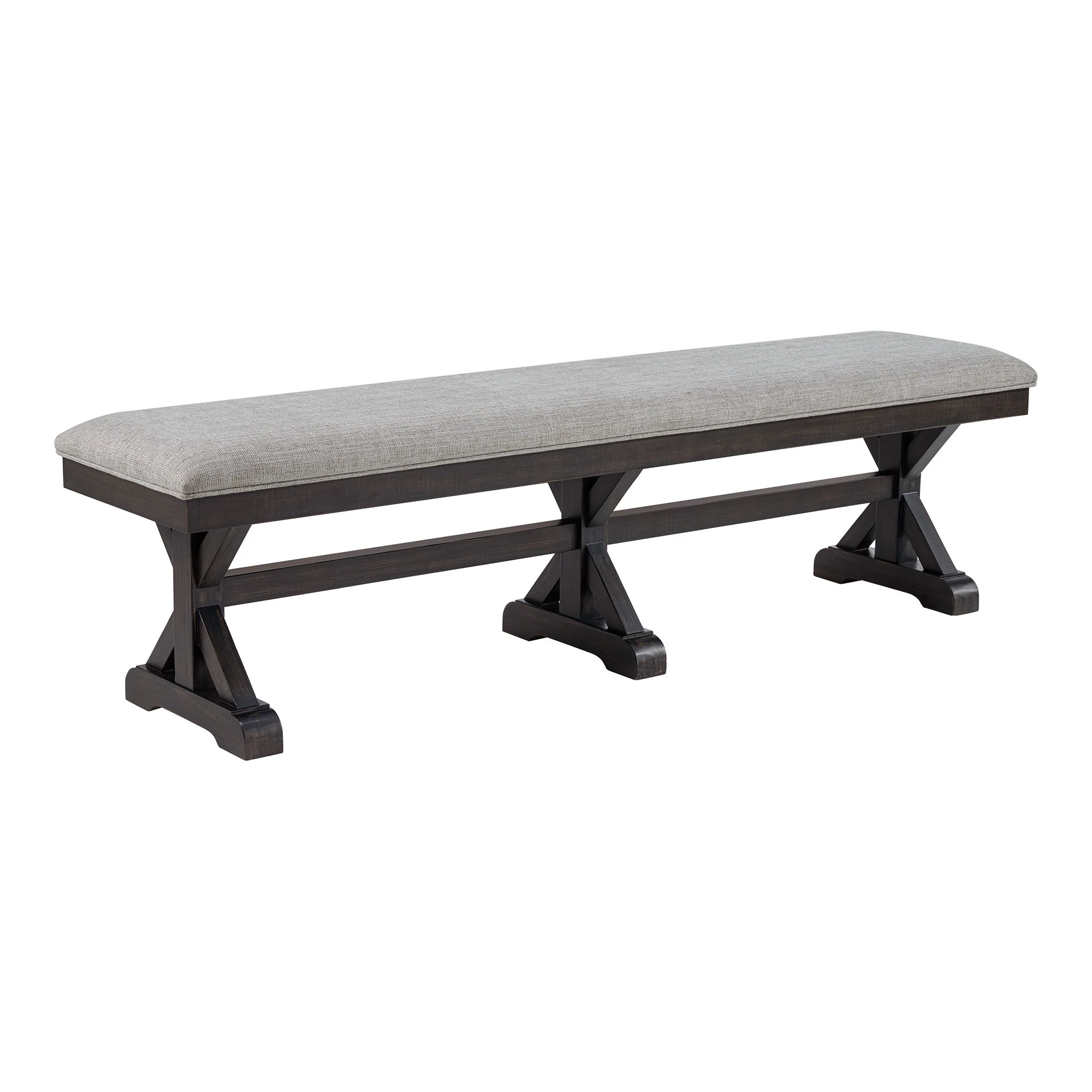 Montrose – Fabric Dining Bench – Espresso / Light Gray