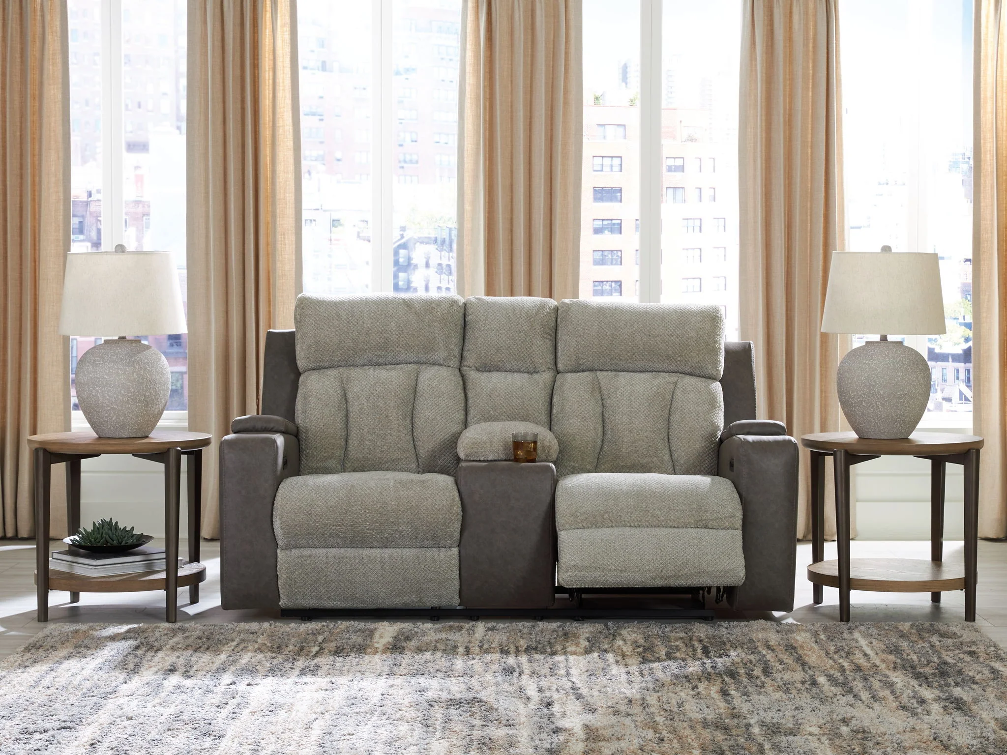 WhipLash - Power Reclining Loveseat With Console / Adj Headrest - Sisal - Image 2