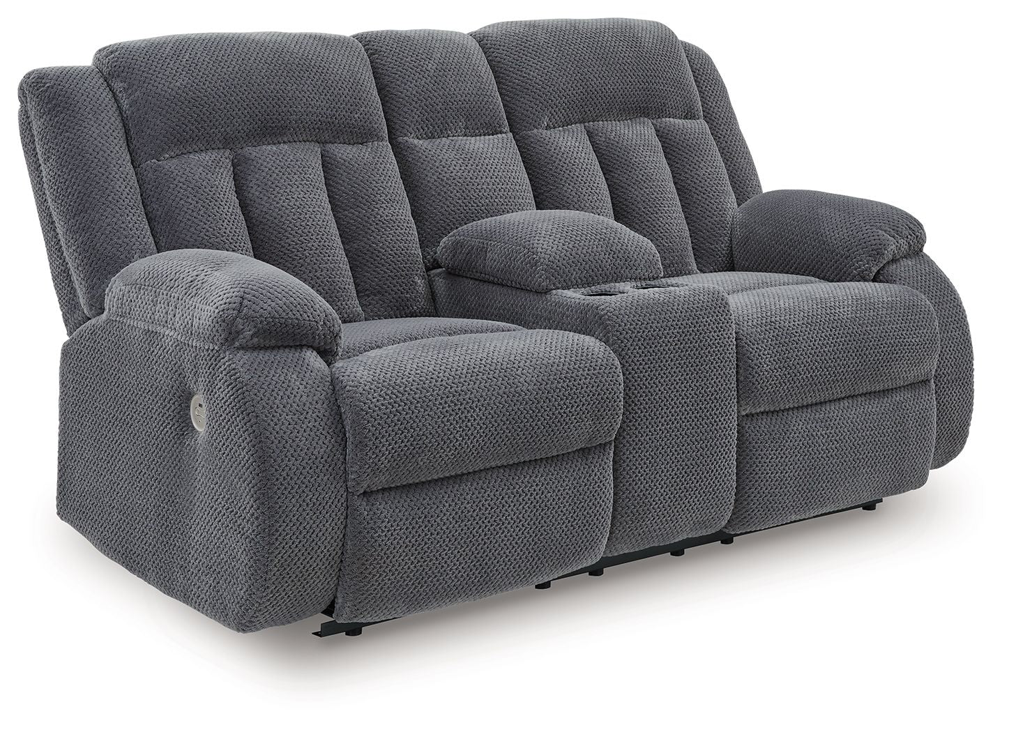 Observation - Double Reclining Power Loveseat With Console - Steel - Image 1