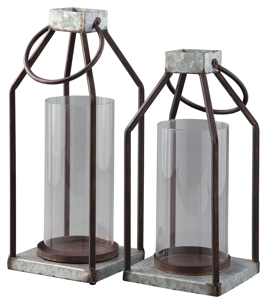 Diedrick - Lantern Set (Set of 2) - Gray / Black - Image 1